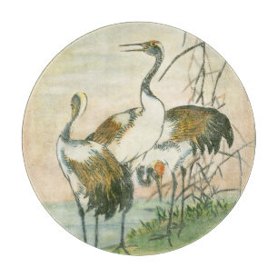 Planche À Découper Grues orientales au bord de l'eau