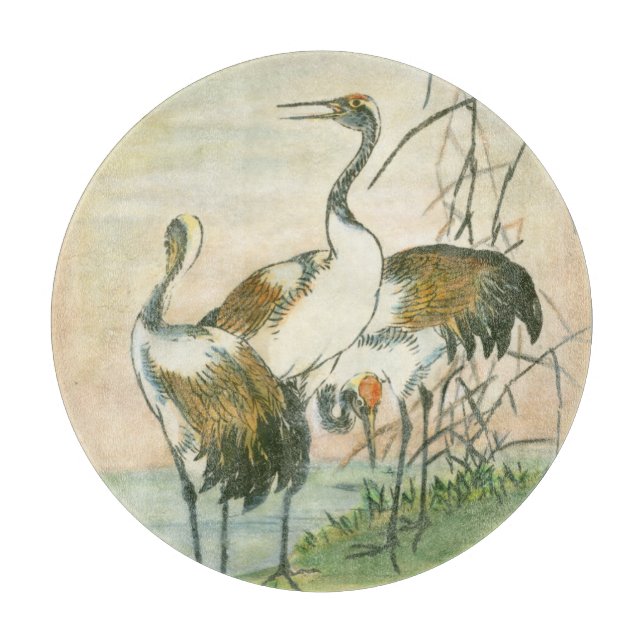 Planche À Découper Grues orientales au bord de l'eau (Devant)