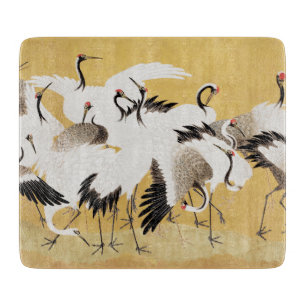 Planche À Découper Grupe de grues japonaises Vintage Oiseau Riche Cla