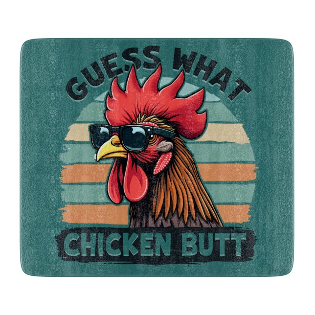 Planche À Découper Guess What Chicken Butt Funny Retro Rooster (Devant)