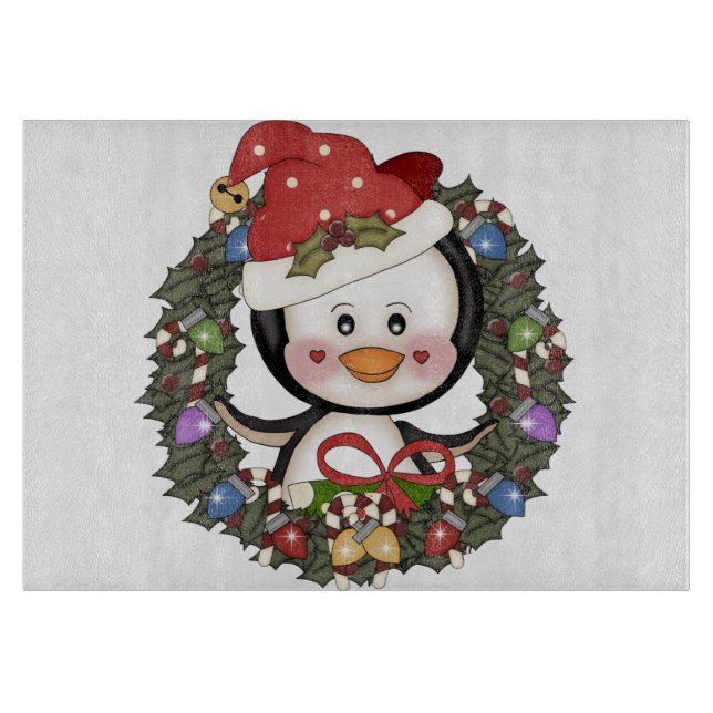 Planche À Découper Guirlande de vacances de pingouin de Noël (Devant)