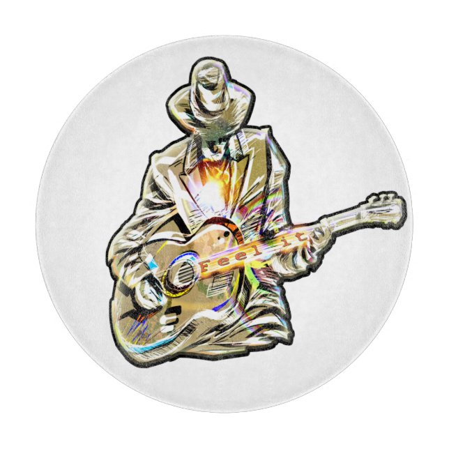 Planche À Découper Guitar Blues Man - Ressentez-le  (Devant)