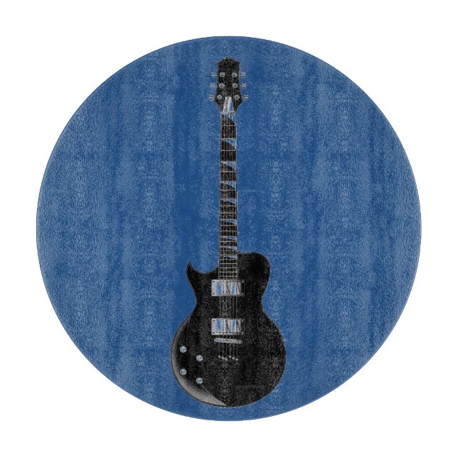 Planche À Découper Guitare électrique bleu Black Pop Art Coque-Mate (Devant)