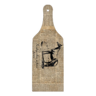 Planche À Découper Hachoir en verre vintage orienté de cheval 6" x 7"