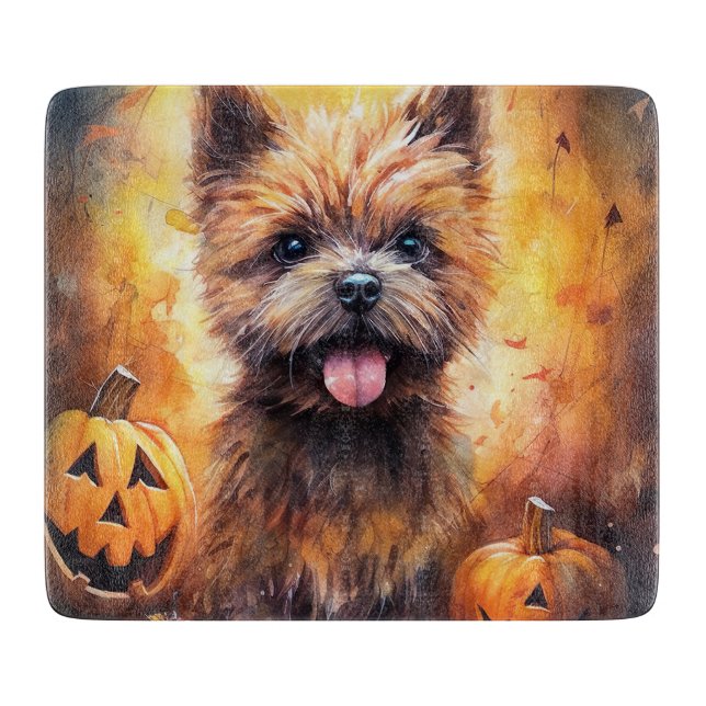 Planche À Découper Halloween Cairn Terrier Avec La Peur Citrouille (Devant)