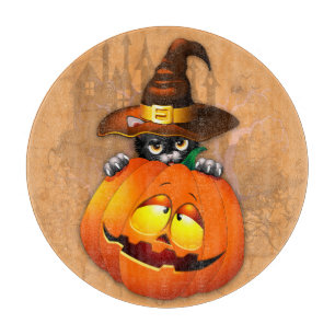Planche À Découper Halloween Cute Kitty Witch et ami Citrouille