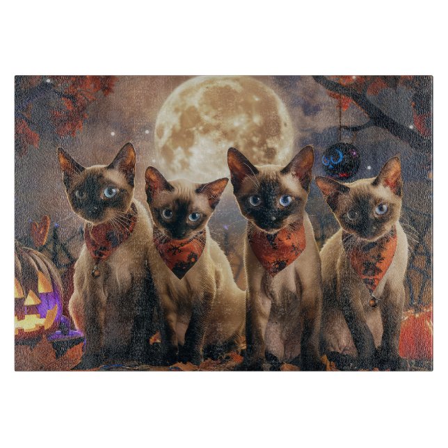 Planche À Découper Halloween Éffrayant de chats de Siamese (Devant)