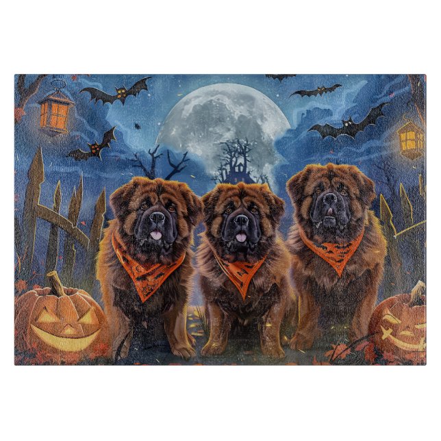 Planche À Découper Halloween Tibétain Mastiff Éffrayant (Devant)