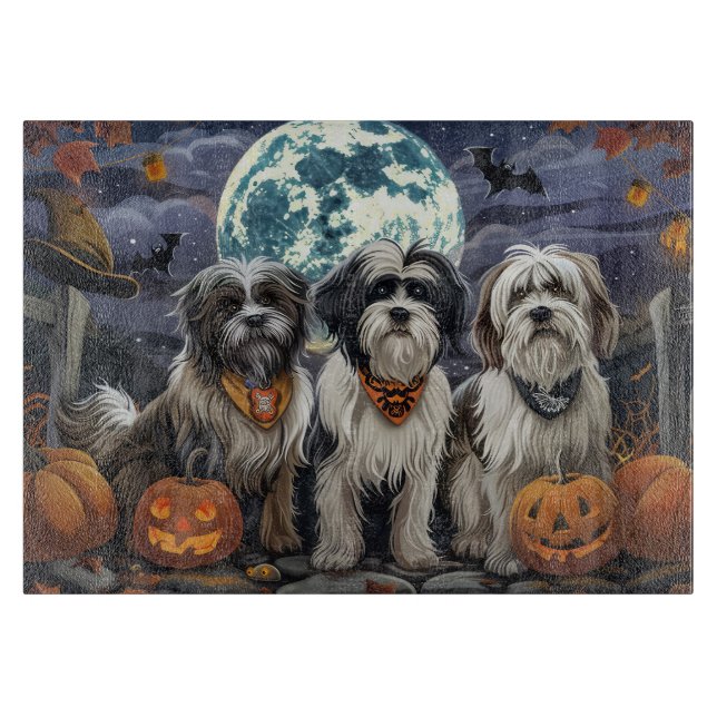 Planche À Découper Halloween Tibétain Terrier Éffrayant (Devant)