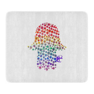 Planche À Découper Hamsa of Jewish Stars Art Challah Board