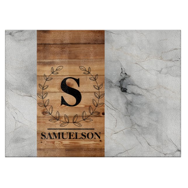 Planche À Découper Harmonie élégante : Bois et marbre (Devant)