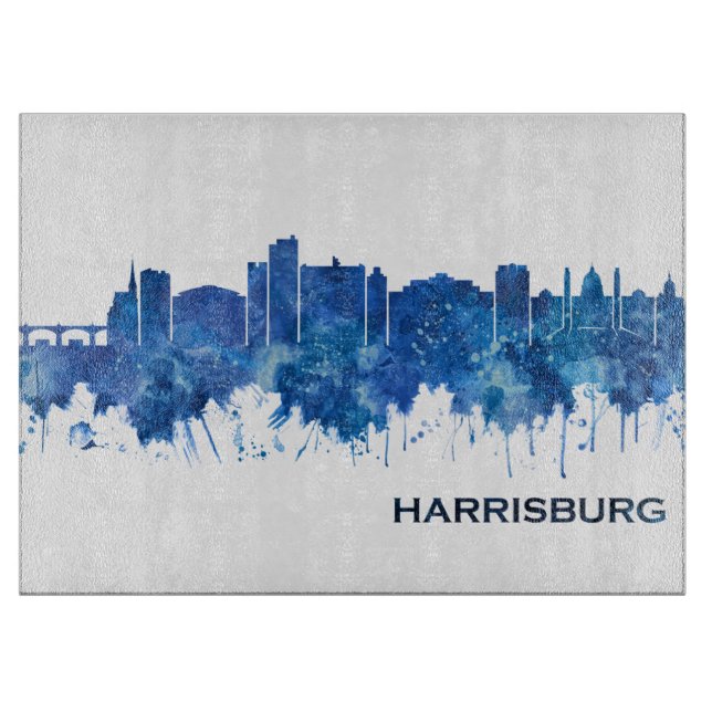 Planche À Découper Harrisburg Pennsylvania Skyline Blue (Devant)
