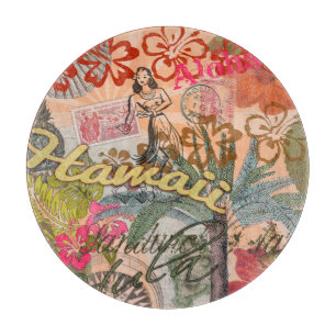 Planche À Découper Hawaii Hula Fleur Voyage Vintage