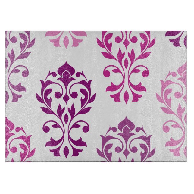 Planche À Découper Heart Damask Art I Pink Plums White (Devant)