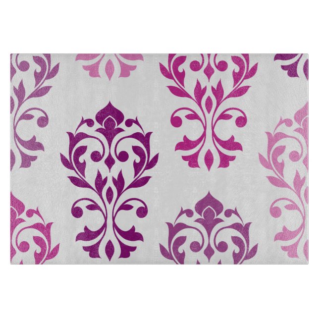 Planche À Découper Heart Damask Art I Pink Plums White (Devant)
