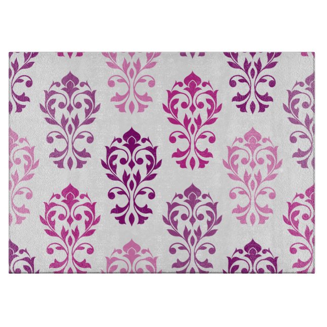 Planche À Découper Heart Damask Art Ib Rose Plums Blanc (Devant)