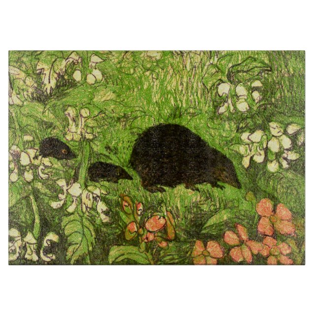 Planche À Découper Hérisson et bébé de style Art nouveau néerlandais (Devant)