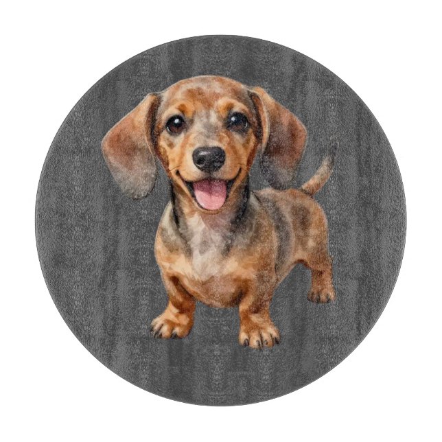 Planche À Découper Heureux chiot teckel (Devant)
