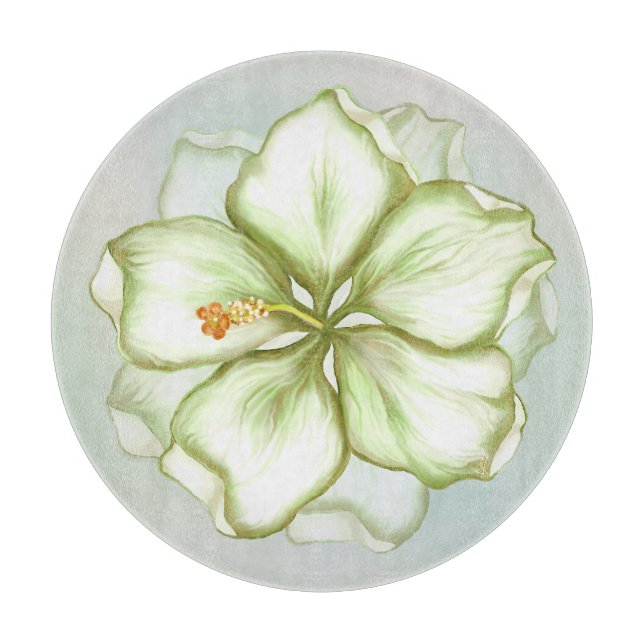 Planche À Découper Hibiscus & dentelle BLANC (Devant)