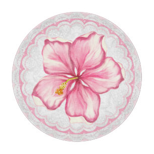 Planche À Découper Hibiscus & dentelle PINK