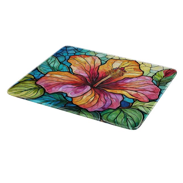 Planche À Découper hibiscus en verre tendu (Coin)
