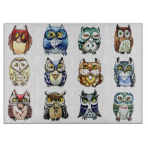 Hiboux d'arc-en-ciel et aquarelle de chat