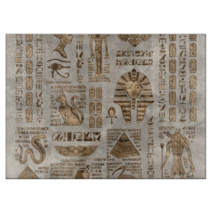 Planche À Découper Hiéroglyphes et divinités égyptiens - or vintage