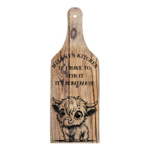 Planche À Découper Highland Cow Faux Wood Design