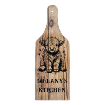 Highland Cow Faux Wood Design