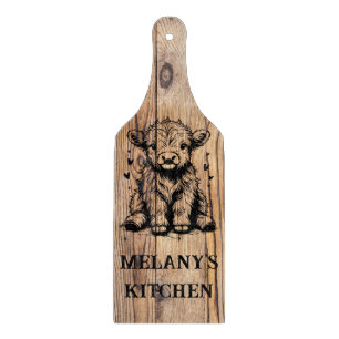 Planche À Découper Highland Cow Faux Wood Design