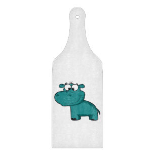 Planche À Découper Hippopotame heureux bleu