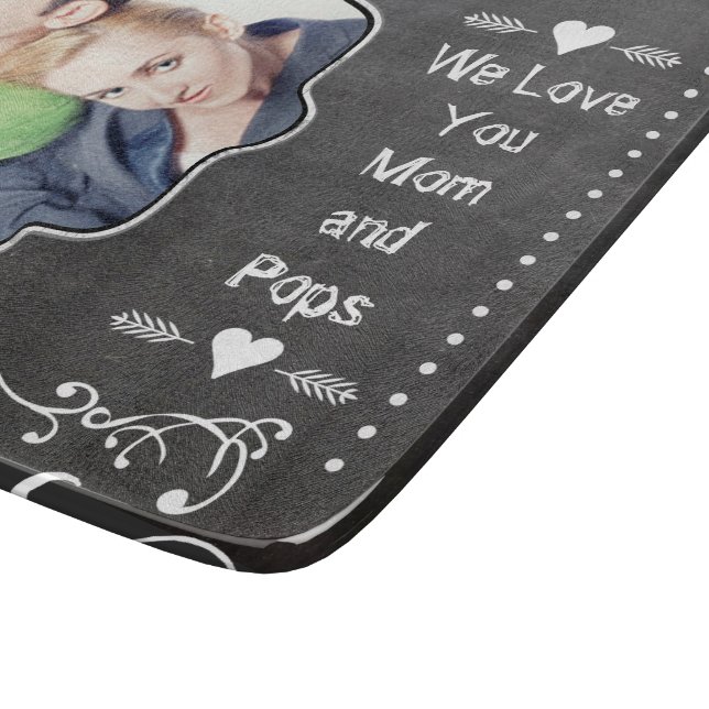 Planche À Découper Hipster Family Photo Chalkboard We Love YOU (Coin)