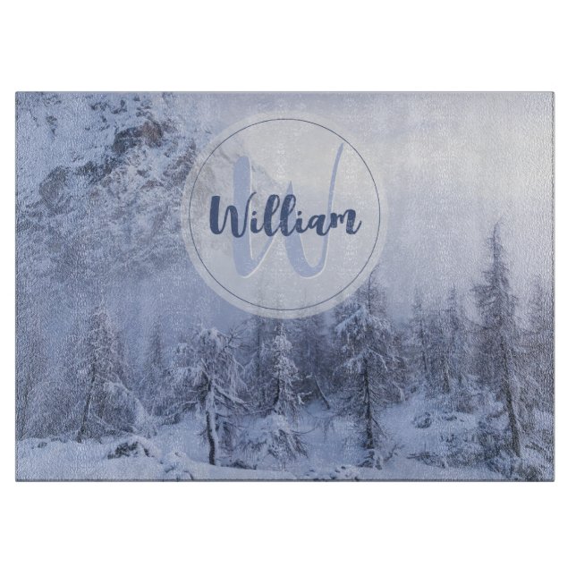 Planche À Découper Hiver merveilleux brouillard épinette forêt neige  (Devant)
