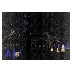 Planche À Découper Hiver Wonderland Lumières Bleu et blanc Vacances