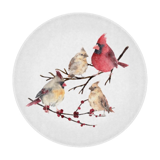 Planche À Découper Homme Femme Cardinal Famille Nature Oiseau rouge (Devant)