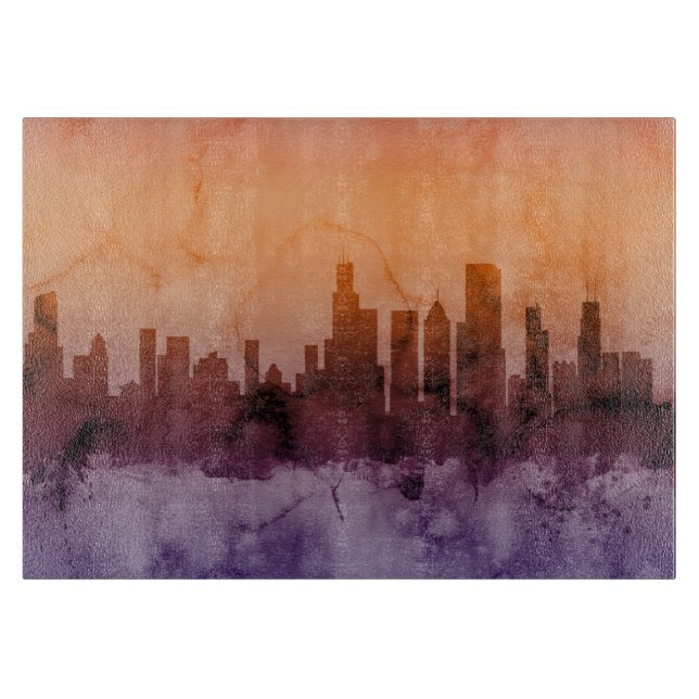 Planche À Découper Horizon de Chicago l'Illinois (Devant)