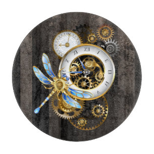 Planche À Découper Horloge à vapeur avec libellule mécanique