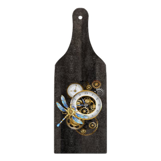 Planche À Découper Horloge à vapeur avec libellule mécanique (Devant)
