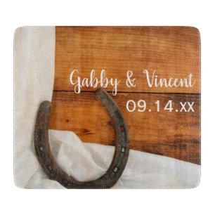 Planche À Découper Horseshoe et Satin Country Barn Mariage