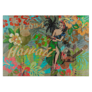 Planche À Découper Hula Vintage Floral Graphisme Floral Hawaii