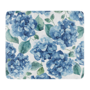 Planche À Découper Hydrangea Blues Fleurs à Motif de Fleurs Aquarel
