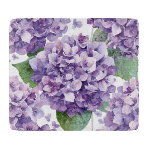 Planche À Découper Hydrangea Violette Fleur Lavande Aquarelle 