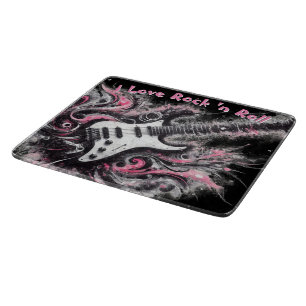 Planche À Découper I Love Rock N Roll Guitare Électrique Peinture