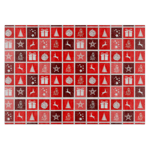 Planche À Découper Icône de Noël Carrés Rouges Art de Fête Classique