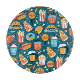 Planche À Découper Icônes de restauration rapide : Doodles Vintages