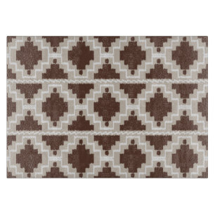 Planche À Découper Ikat Aztec Motif - Brown au chocolat et Taupe