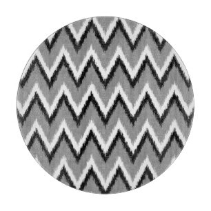 Planche À Découper Ikat Chevron Gris / Gris, Noir & Blanc