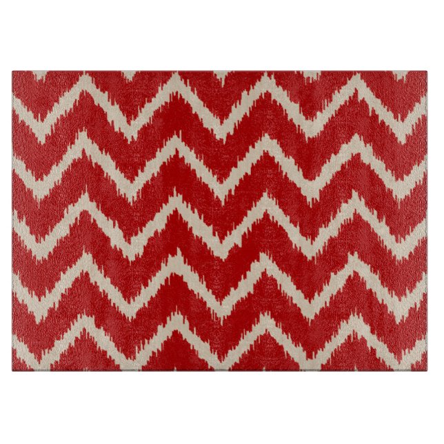Planche À Découper Ikat Chevrons - Chinois rouge et tan (Devant)