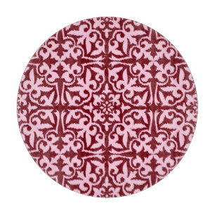 Planche À Découper Ikat damask pattern - Bourgogne et rose