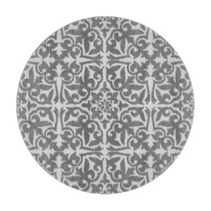 Planche À Découper Ikat damask pattern - gris clair et gris moyen